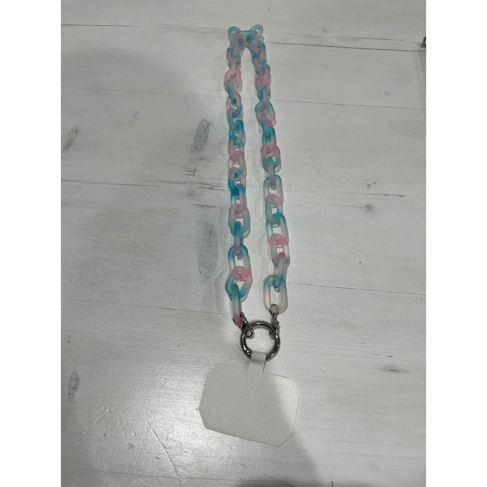 Phone Lanyard Charm Chain‎ Translucent Pastel Pink Blue Acrylic Links